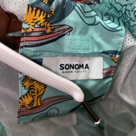 Sonoma Goods For Life Elastic Waist Swim Trunks surfing tiger print large NWTs - Picture 7 of 8